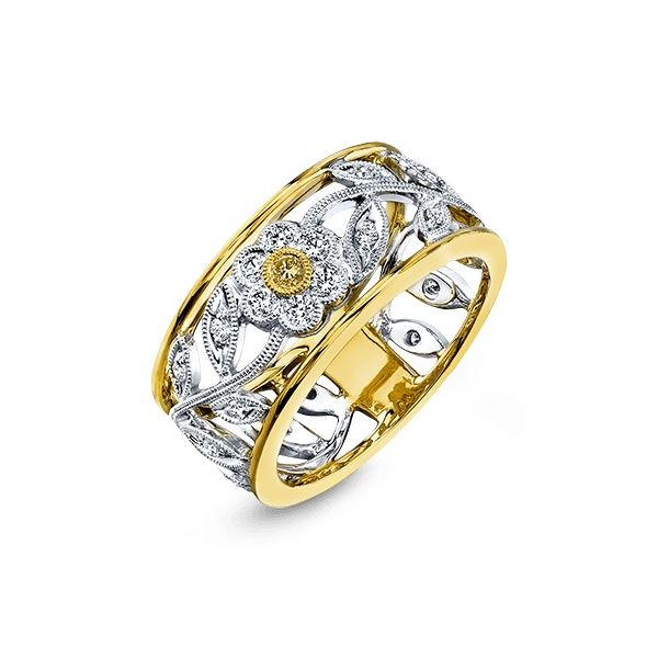 Simon G 18 karat two-tone diamond fashion ring. Holliday Jewelry Klamath Falls, OR