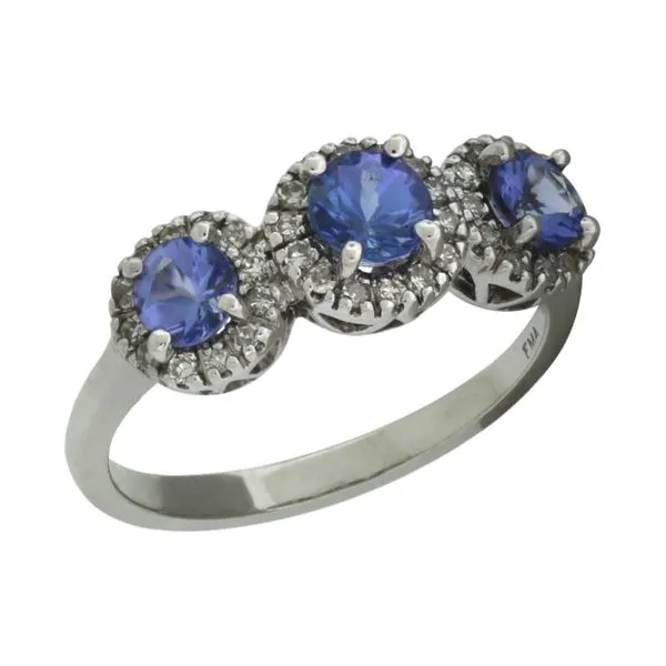 Triple halo tanzanite and diamond ring. Holliday Jewelry Klamath Falls, OR