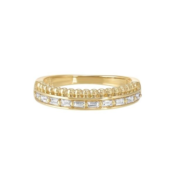 Baguette diamond band with beaded detail. Holliday Jewelry Klamath Falls, OR