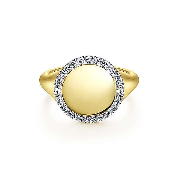 Diamond signet pinky ring by Gabriel & Co. Holliday Jewelry Klamath Falls, OR