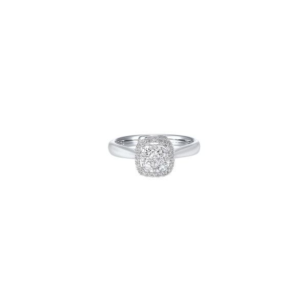 Cuhion design halo diamond ring. Holliday Jewelry Klamath Falls, OR