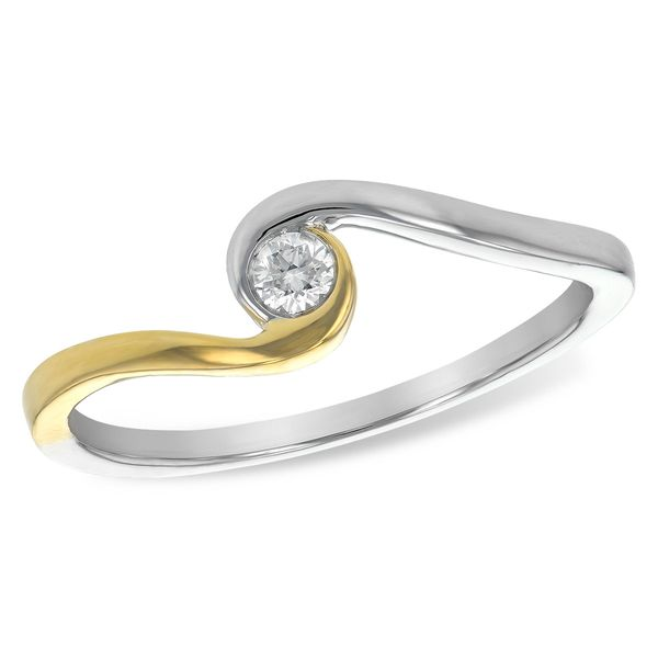 Two-tone twist diamond solitaire ring. Holliday Jewelry Klamath Falls, OR