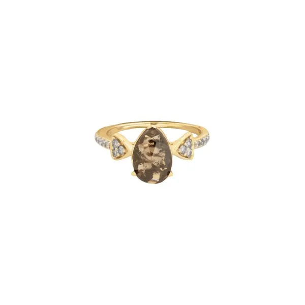 Pear shaped salt and pepper diamond ring. Holliday Jewelry Klamath Falls, OR