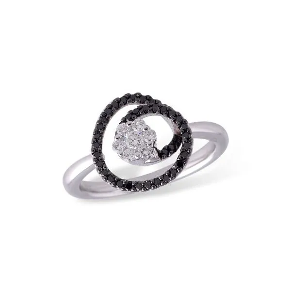 Black and white swirl diamond ring. Holliday Jewelry Klamath Falls, OR