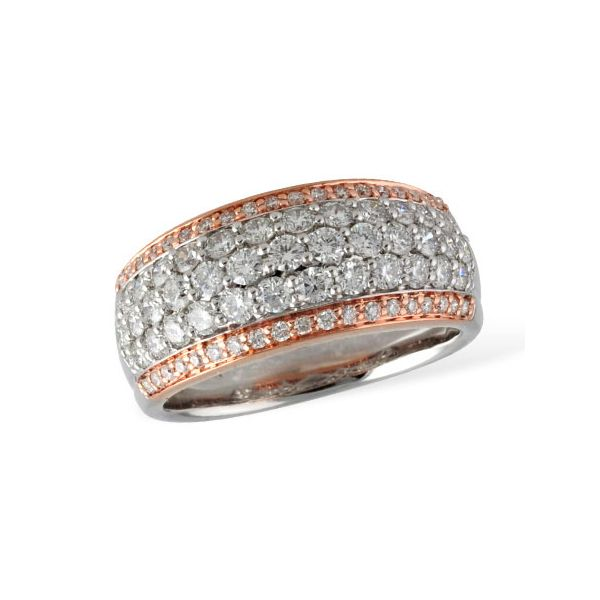 Rose and white gold wide diamond band. Holliday Jewelry Klamath Falls, OR