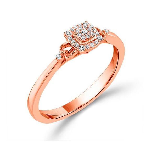 Lovely Diamond Haloed Rose Gold Promise Ring Holliday Jewelry Klamath Falls, OR