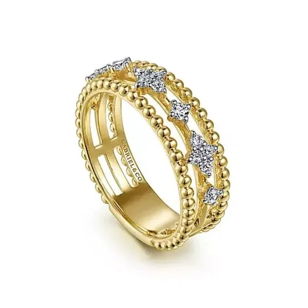 Beautiful Bujukan Beaded Diamond Cluster Band by Gabriel & Co. Holliday Jewelry Klamath Falls, OR