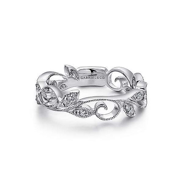 Floral design diamond band by Gabriel & Co. Holliday Jewelry Klamath Falls, OR