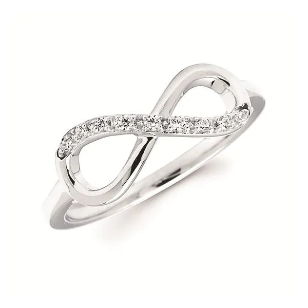 Diamond infinity ring showcased in white gold Holliday Jewelry Klamath Falls, OR