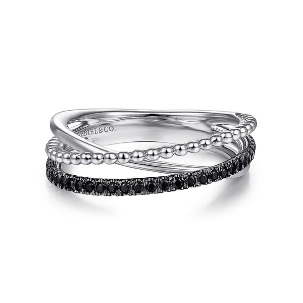 Bold criss cross Bujakan ring with black diamonds by Gabriel & Co Holliday Jewelry Klamath Falls, OR