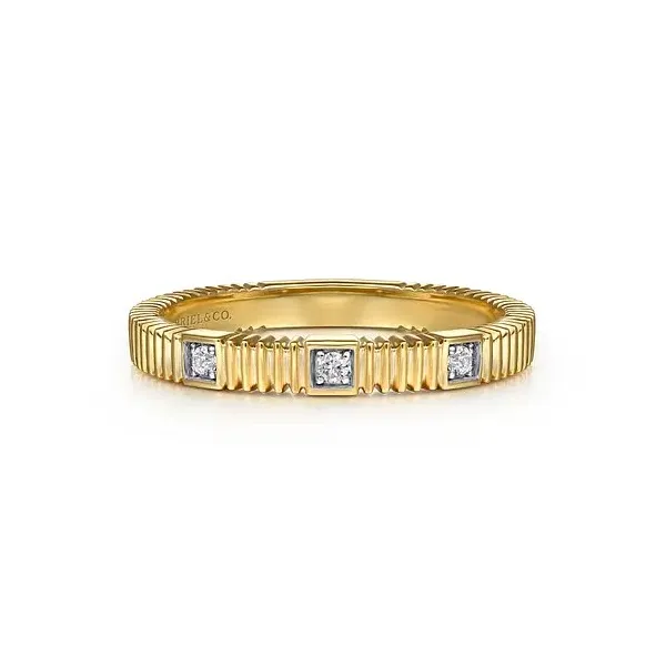 Modern looking yellow diamond cut stackable ring by Gabriel & co Holliday Jewelry Klamath Falls, OR