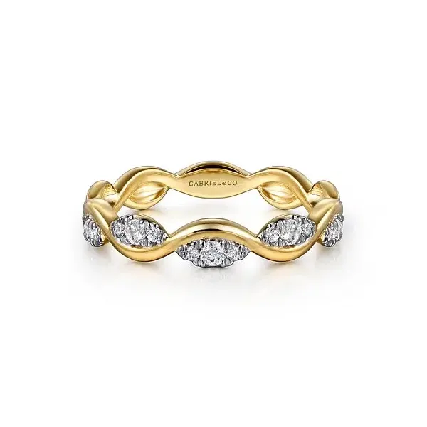 Unique gold and diamond twisted stackable ring by Gabriel & Co Holliday Jewelry Klamath Falls, OR