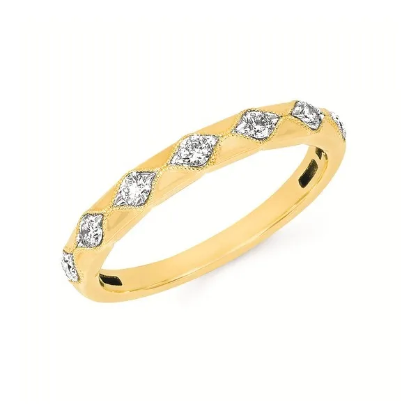 Unique yellow gold and diamond band with tiny detail. Holliday Jewelry Klamath Falls, OR
