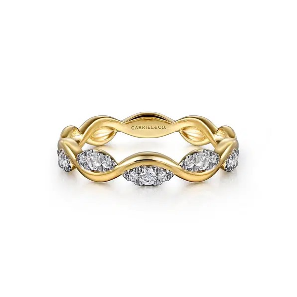 Gabriel & Co. Twisted Stackable Ring in 14K Yellow Gold with Diamonds Holliday Jewelry Klamath Falls, OR