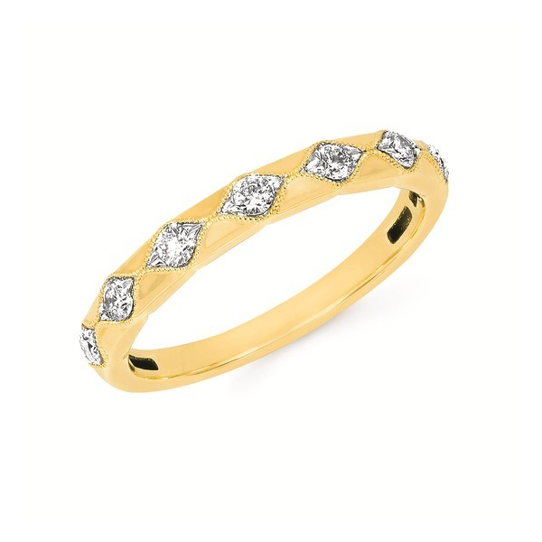 Unique yellow gold and diamond band with tiny detail. Holliday Jewelry Klamath Falls, OR