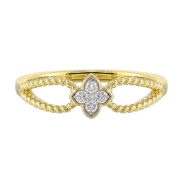 14KY .08 CTW DIAMOND CLOVER ROPE RING Holliday Jewelry Klamath Falls, OR