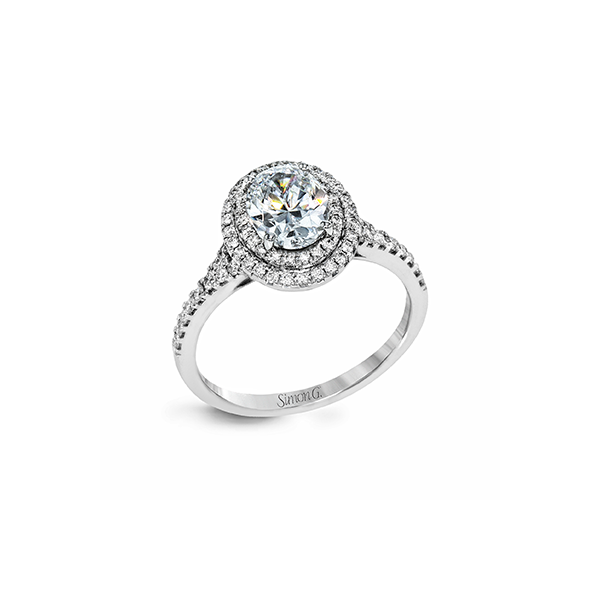 Simon G double halo diamond ring. *center not included. Holliday Jewelry Klamath Falls, OR