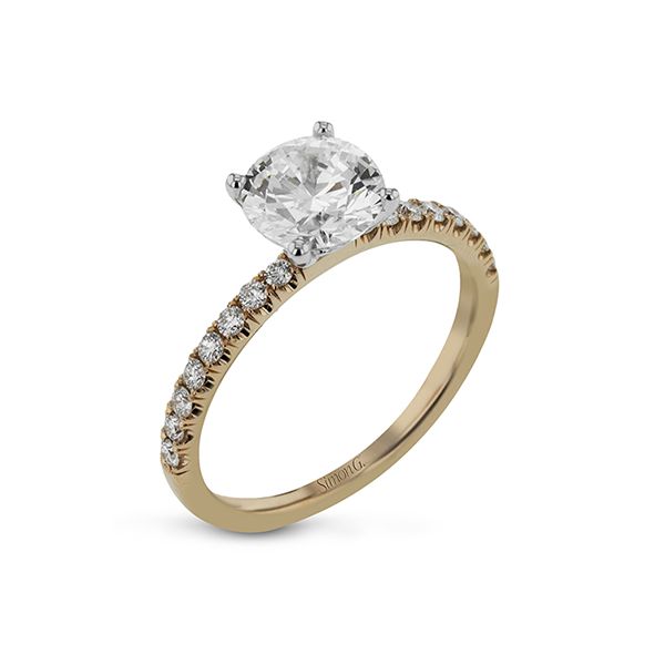 Simon G 18 karat rose gold straight line diamond ring. *center not included. Holliday Jewelry Klamath Falls, OR