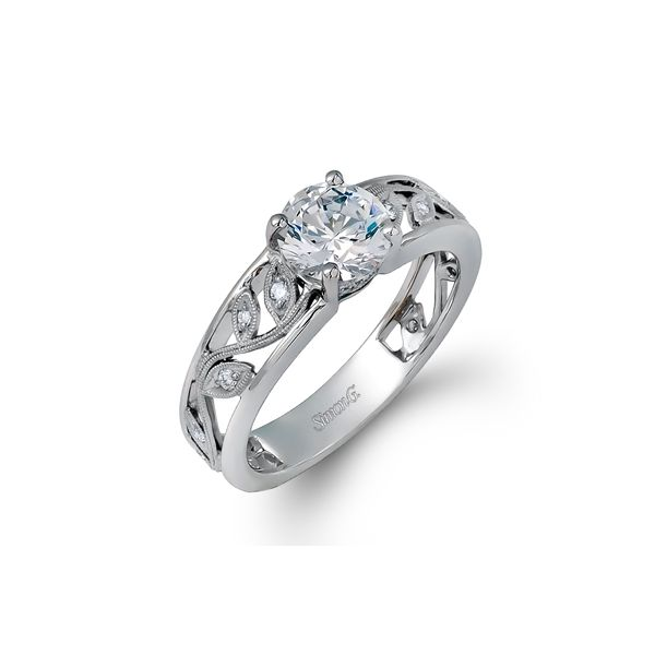 Simon G 18 karat white gold diamond ring. *center not included. Holliday Jewelry Klamath Falls, OR