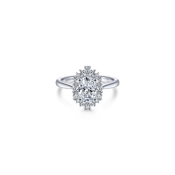 Oval halo diamond ring by Gabriel & Co. *Center not included. Holliday Jewelry Klamath Falls, OR