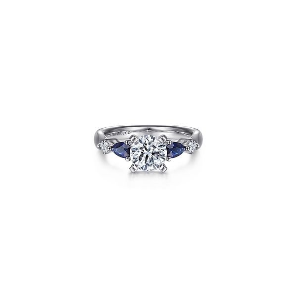 Classic diamond and sapphire Gabriel & Co engagment ring. *Center not included. Holliday Jewelry Klamath Falls, OR