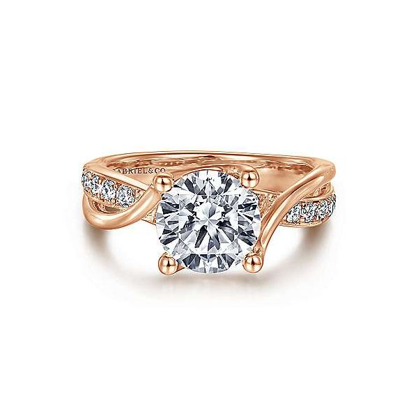 Rose gold diamond engagment ring by Gabriel & Co. *Center not included. Holliday Jewelry Klamath Falls, OR