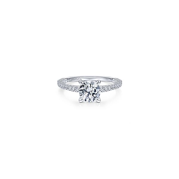 Straight Line Diamond Engagement Ring by Gabriel & Co. *Center Stone not included. Holliday Jewelry Klamath Falls, OR