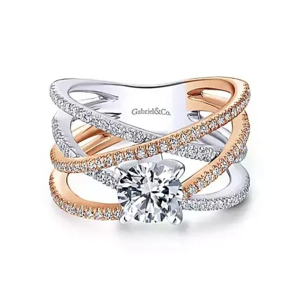 Outstanding Cross Over Two-Tone Diamond Engagement Ring * Center Stone Not Included Holliday Jewelry Klamath Falls, OR