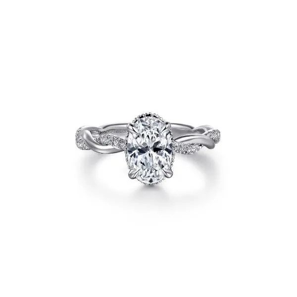 Lovely hidden halo twist design ring by Gabriel & Co. *Center not included. Holliday Jewelry Klamath Falls, OR