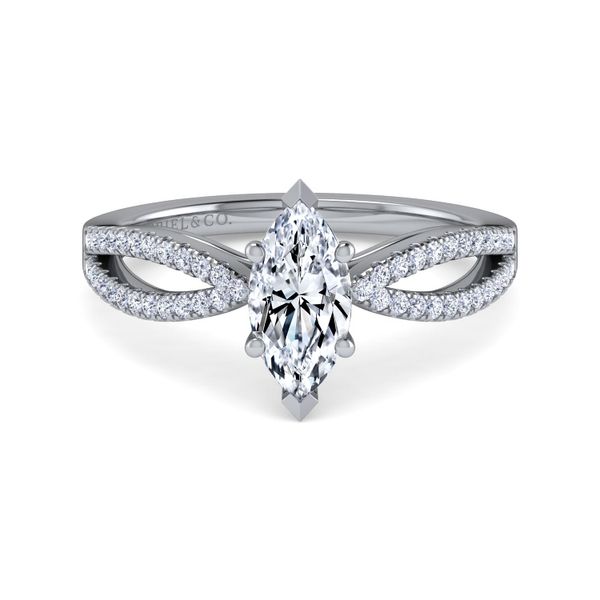 Modern split shank marquise diamond ring. *Center not included. Holliday Jewelry Klamath Falls, OR