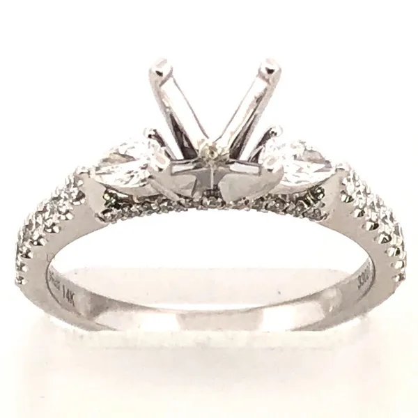 Beautiful straight line 14k white gold with pear shaped accents and diamonds down shank Holliday Jewelry Klamath Falls, OR