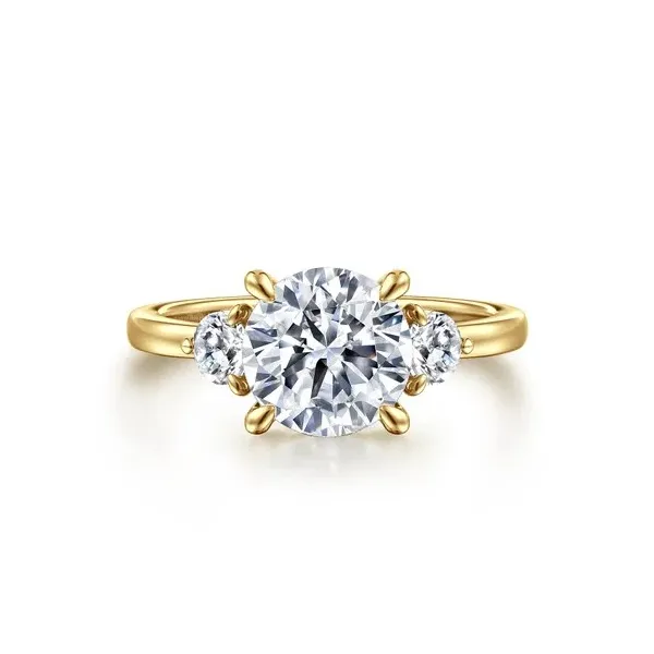 Contemporary 14K Yellow Gold Round Three Stone Diamond Ring *Center not included Holliday Jewelry Klamath Falls, OR