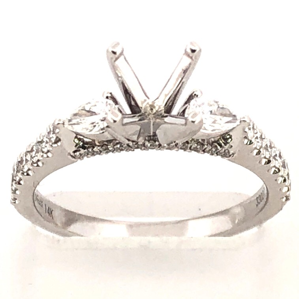 Beautiful straight line 14k white gold with pear shaped accents and diamonds down shank Holliday Jewelry Klamath Falls, OR