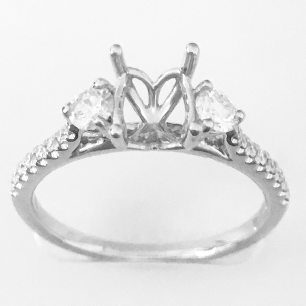 Beautiful three stone semi mount accented diamond down the shank Holliday Jewelry Klamath Falls, OR