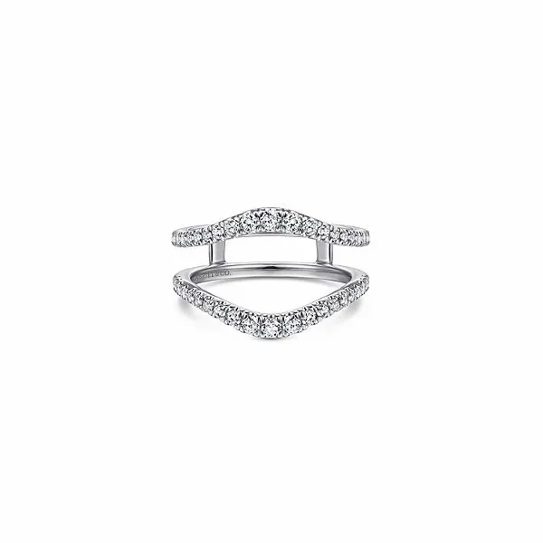 Beautifulj Gabriel & Co 1/2 carat total weight diamond wedding guard. Holliday Jewelry Klamath Falls, OR