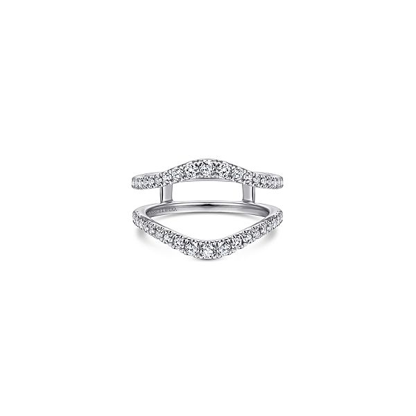 Beautifulj Gabriel & Co 1/2 carat total weight diamond wedding guard. Holliday Jewelry Klamath Falls, OR