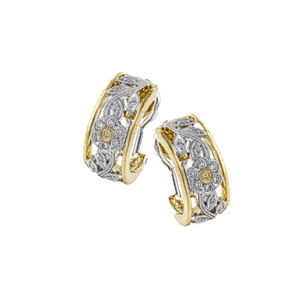 Simon G two-tone vintage diamond earrings. Holliday Jewelry Klamath Falls, OR