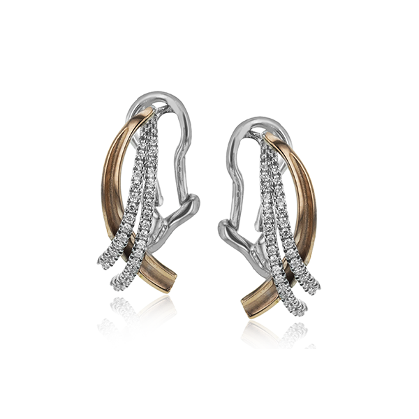 Simon G two-tone diamond earrings. Holliday Jewelry Klamath Falls, OR