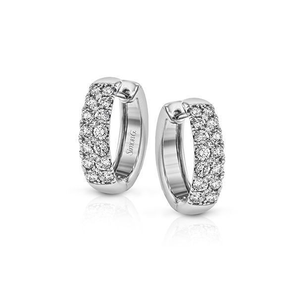Stunning Simon G Pave Diamond Hoop Earrings Holliday Jewelry Klamath Falls, OR
