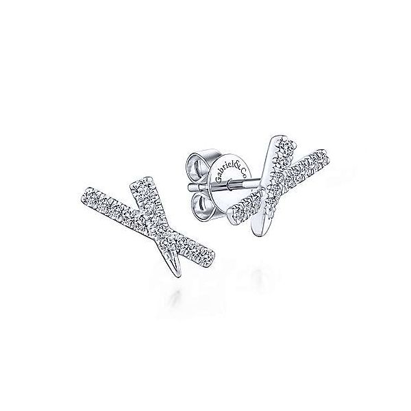 Gabriel & Co. diamond tapered x earrings. Holliday Jewelry Klamath Falls, OR