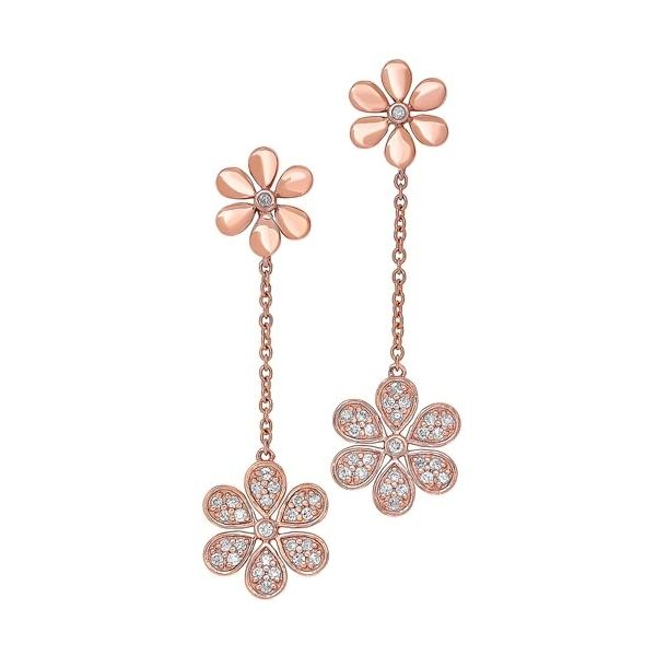 Rose gold dangle diamond earrings. Holliday Jewelry Klamath Falls, OR