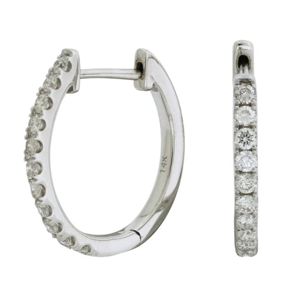 Oval diamond hoop earrings. Holliday Jewelry Klamath Falls, OR