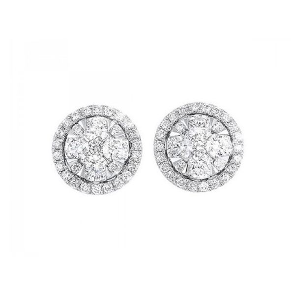 Sweet and elegant halo diamond earrings. Holliday Jewelry Klamath Falls, OR