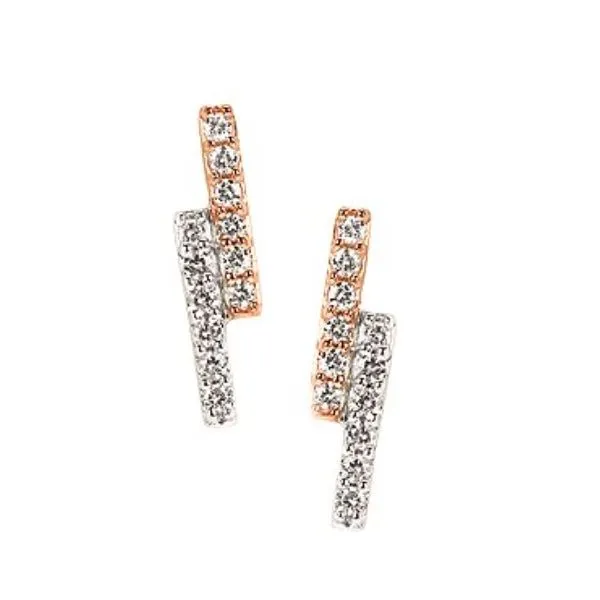 Striking Two Tone Double Straight Line Diamond Earrings. Holliday Jewelry Klamath Falls, OR