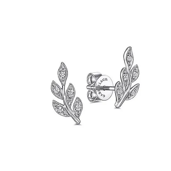 Delicate and Light Milligrain Leaf Diamond Earrings Holliday Jewelry Klamath Falls, OR