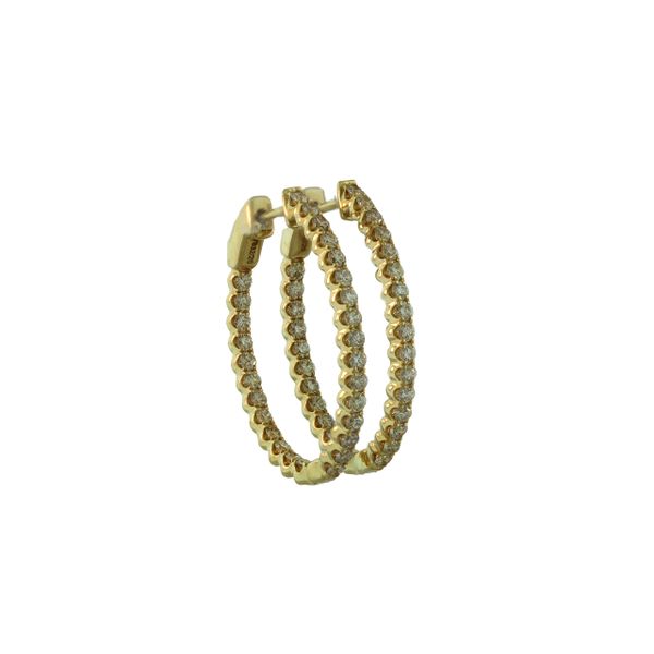 Elegant yellow gold and diamond hoop earrings Holliday Jewelry Klamath Falls, OR