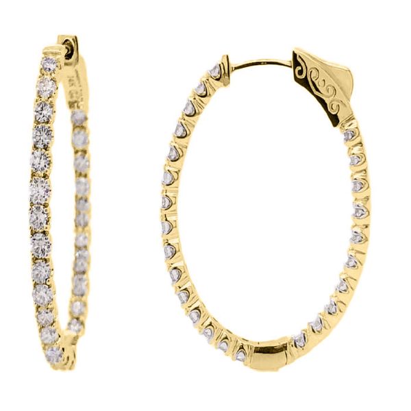 Stunning 14ky Oval Inside-OutDiamond Hoop earrings Holliday Jewelry Klamath Falls, OR