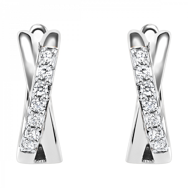 ADORABLE 10K WHITE GOLD CRISS CROSS HUGGIE EARRINGS Holliday Jewelry Klamath Falls, OR