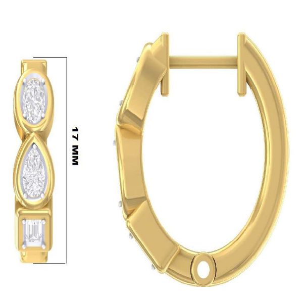 Unique 14ky hoop earrings with multi shaped diamonds Holliday Jewelry Klamath Falls, OR