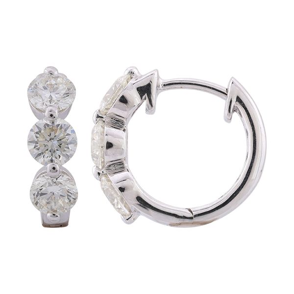 14KW 1.78 CTW 3 STONE HOOP EARRINGS Holliday Jewelry Klamath Falls, OR